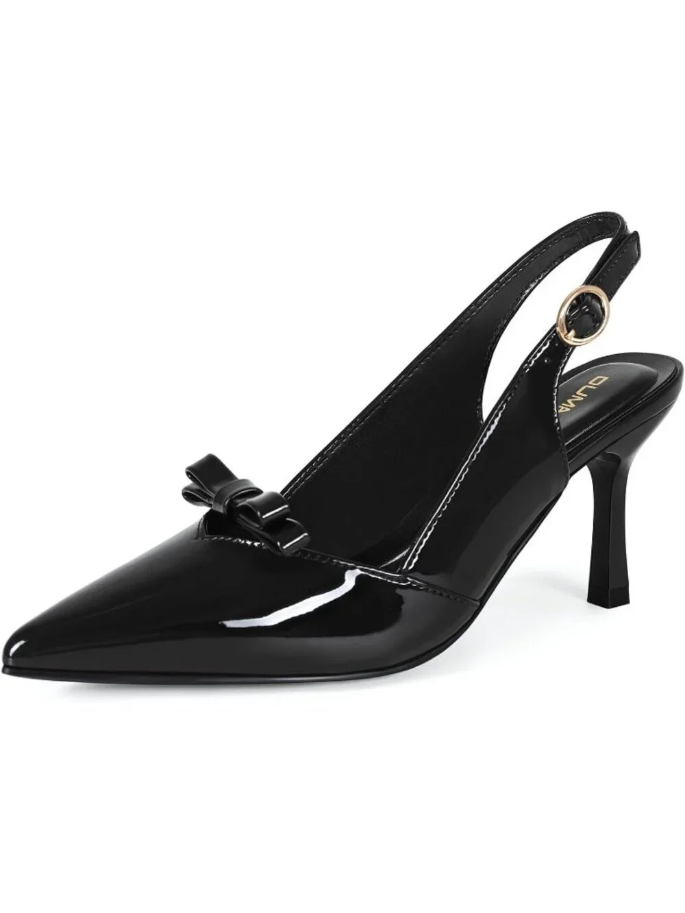 Women's Black Comfortable Slingback Closed Pointed Toe 3 inch Kitten Heels Pumps